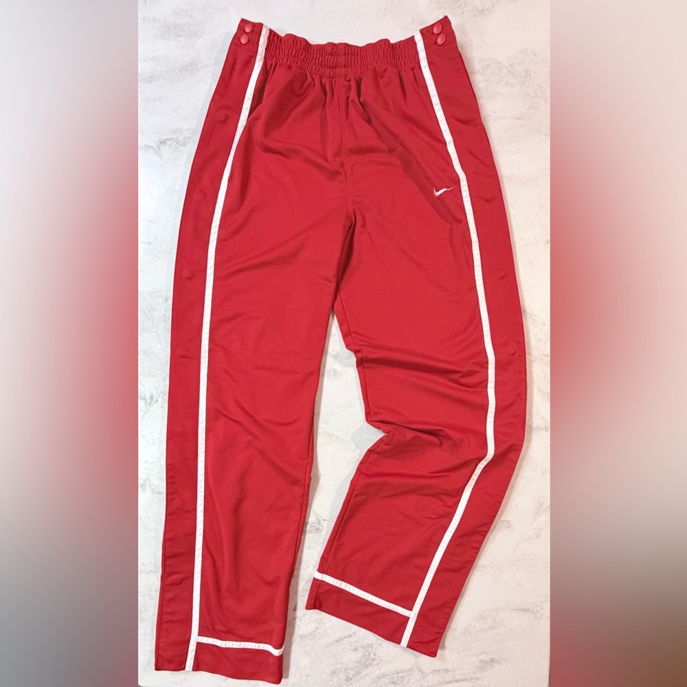 EUC Nike Dri-FIT Basketball Red & White Tear Away Warm-Up Pants Size Large Tall